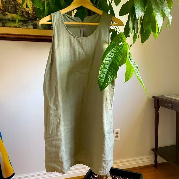 Dresses | Army Green Linen Dress | Poshmark